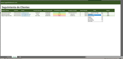 Formato Básico para Seguimiento de Clientes en Excel