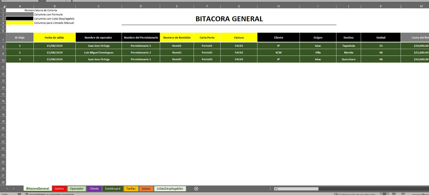 Plantilla para Control y Seguimiento de Fletes en Excel 2023