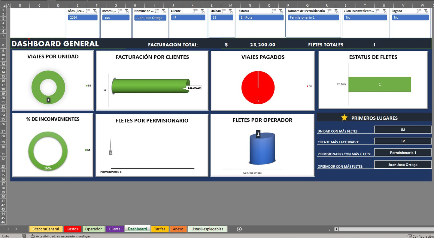 Plantilla para Control y Seguimiento de Fletes en Excel 2023