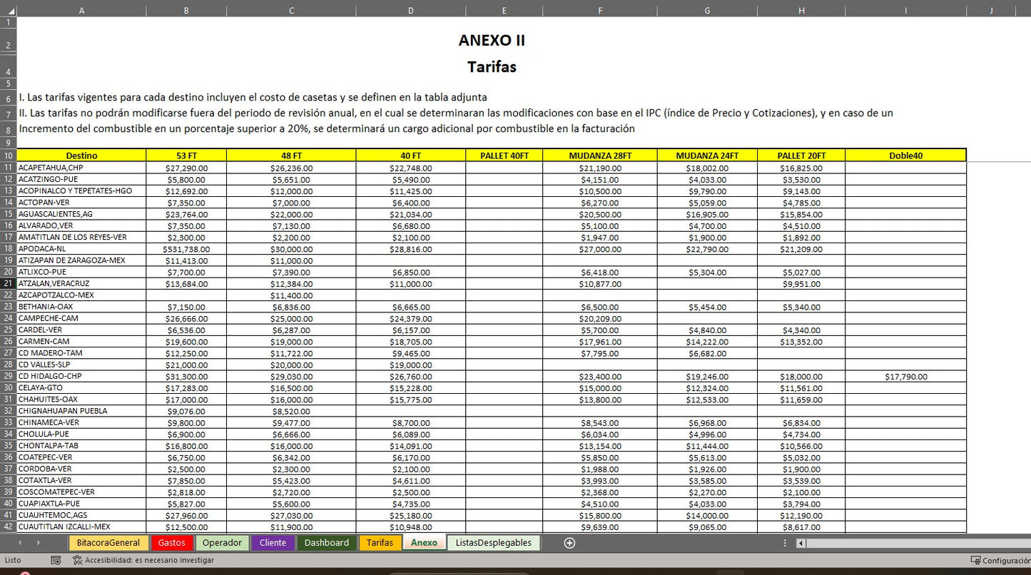 Plantilla para Control y Seguimiento de Fletes en Excel 2023