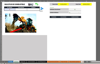 Plantilla para Control de Combustible para Maquinas en Excel