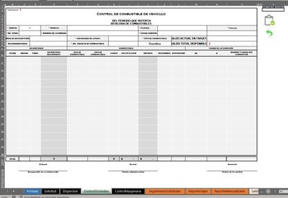 Plantilla para Control de Combustible para Maquinas en Excel