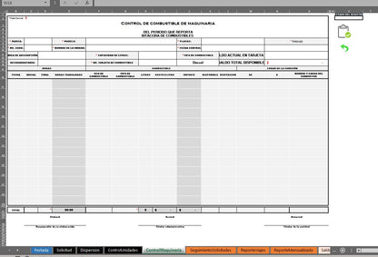Plantilla para Control de Combustible para Maquinas en Excel