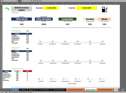 Plantilla para Control de Combustible para Maquinas en Excel