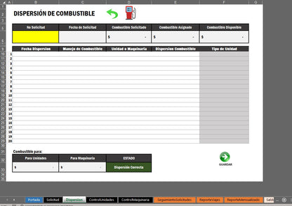 Plantilla para Control de Combustible para Maquinas en Excel
