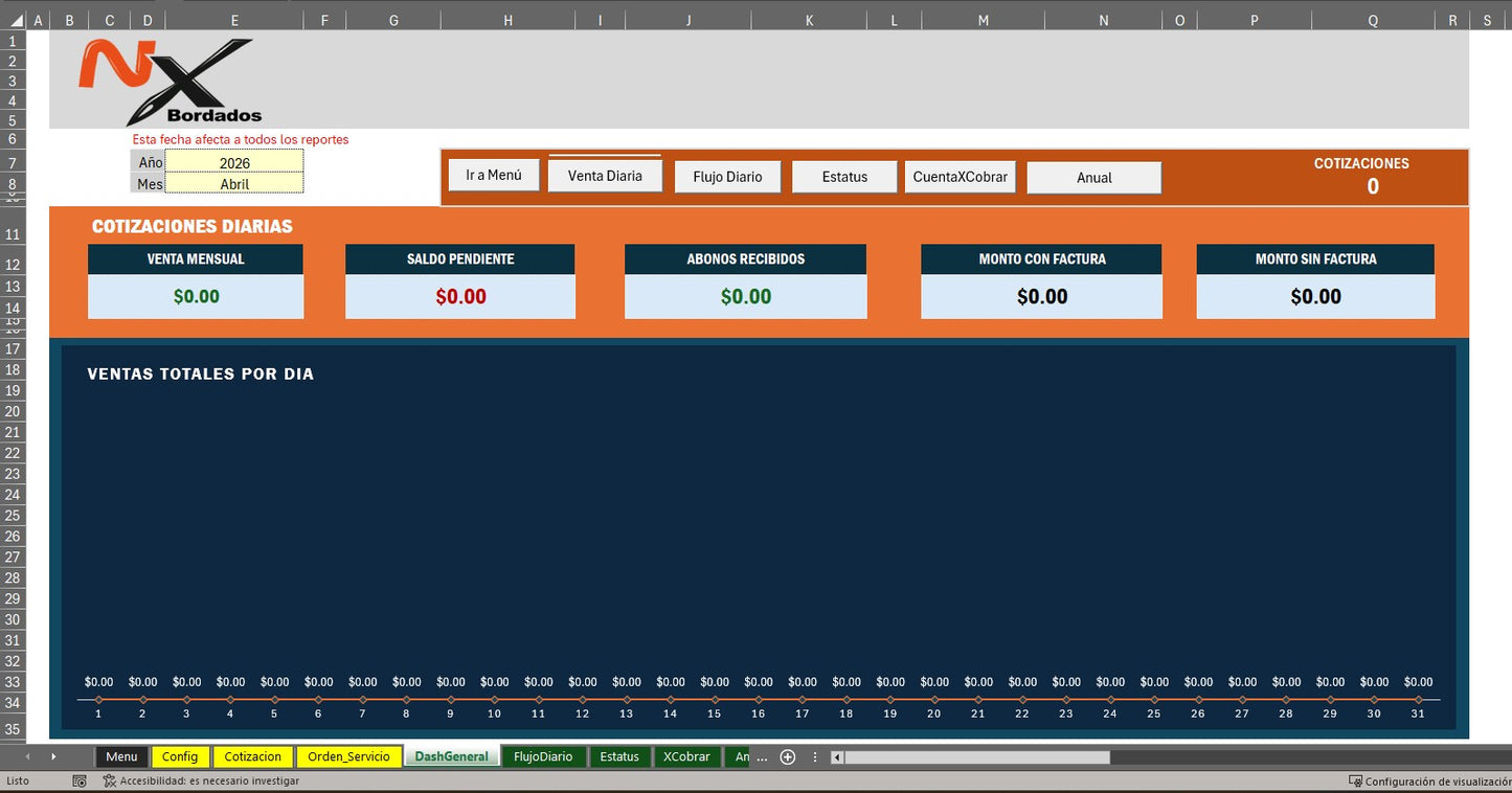 Sistema de Cotización para Empresa de Bordados en Excel