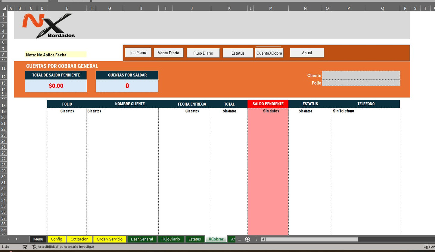 Sistema de Cotización para Empresa de Bordados en Excel
