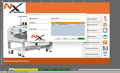 Sistema de Cotización para Empresa de Bordados en Excel
