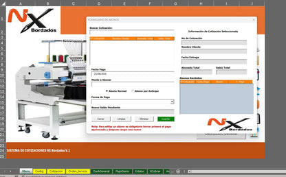 Sistema de Cotización para Empresa de Bordados en Excel