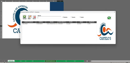 Sistema para Control de Escuela de Natación en Excel