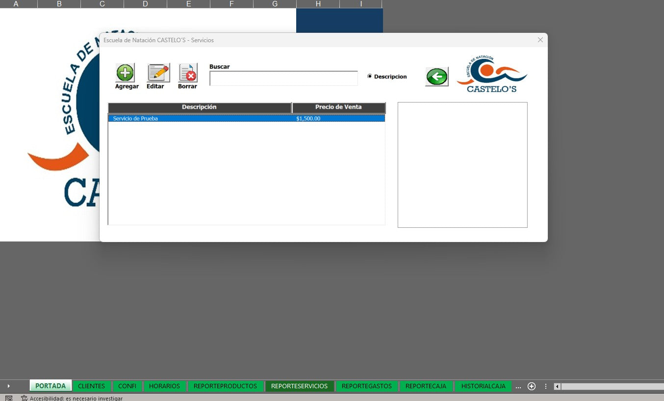 Sistema para Control de Escuela de Natación en Excel