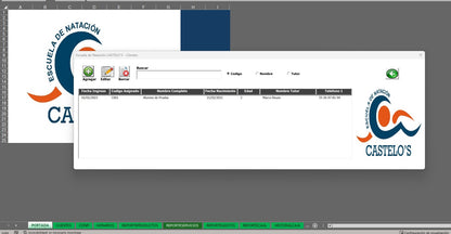 Sistema para Control de Escuela de Natación en Excel