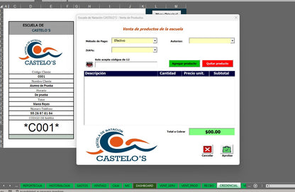 Sistema para Control de Escuela de Natación en Excel