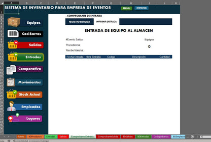 Sistema para Inventario de Empresa de Eventos en Excel