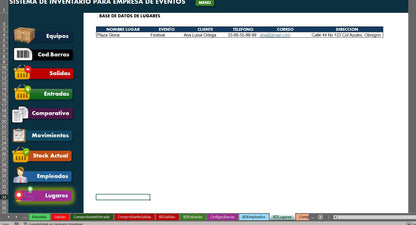 Sistema para Inventario de Empresa de Eventos en Excel
