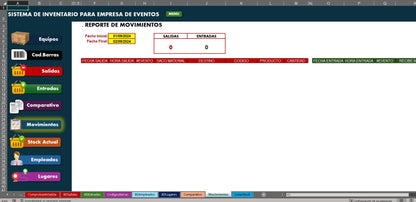 Sistema para Inventario de Empresa de Eventos en Excel