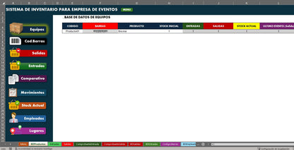 Sistema para Inventario de Empresa de Eventos en Excel