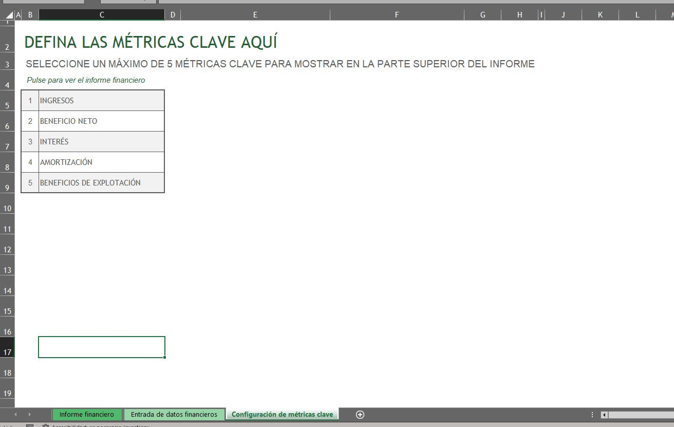 Formato Básico Informe Financiero Anual en Excel