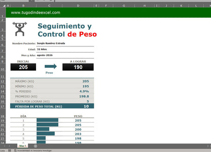 Formato Básico para Seguimiento de Peso en Excel