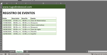 Plantilla Básica para Agenda Diaria o Semanal en Excel con VBA