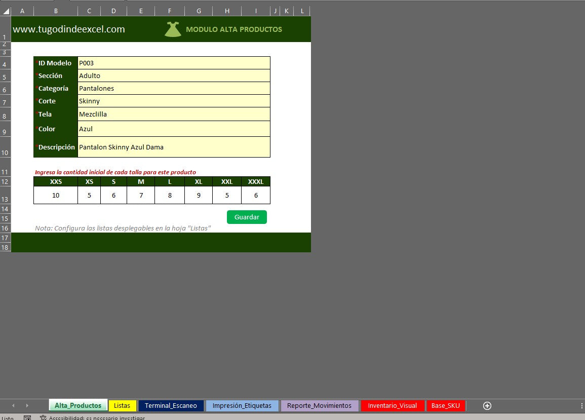 Control de Inventario Automatico con Código de Barras para Ropa o Prendas en Excel VBA