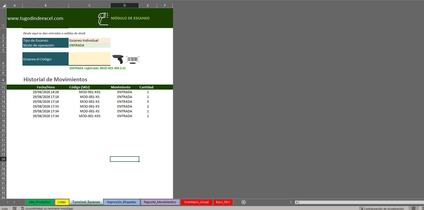Control de Inventario Automatico con Código de Barras para Ropa o Prendas en Excel VBA