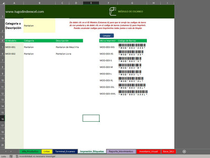 Control de Inventario Automatico con Código de Barras para Ropa o Prendas en Excel VBA