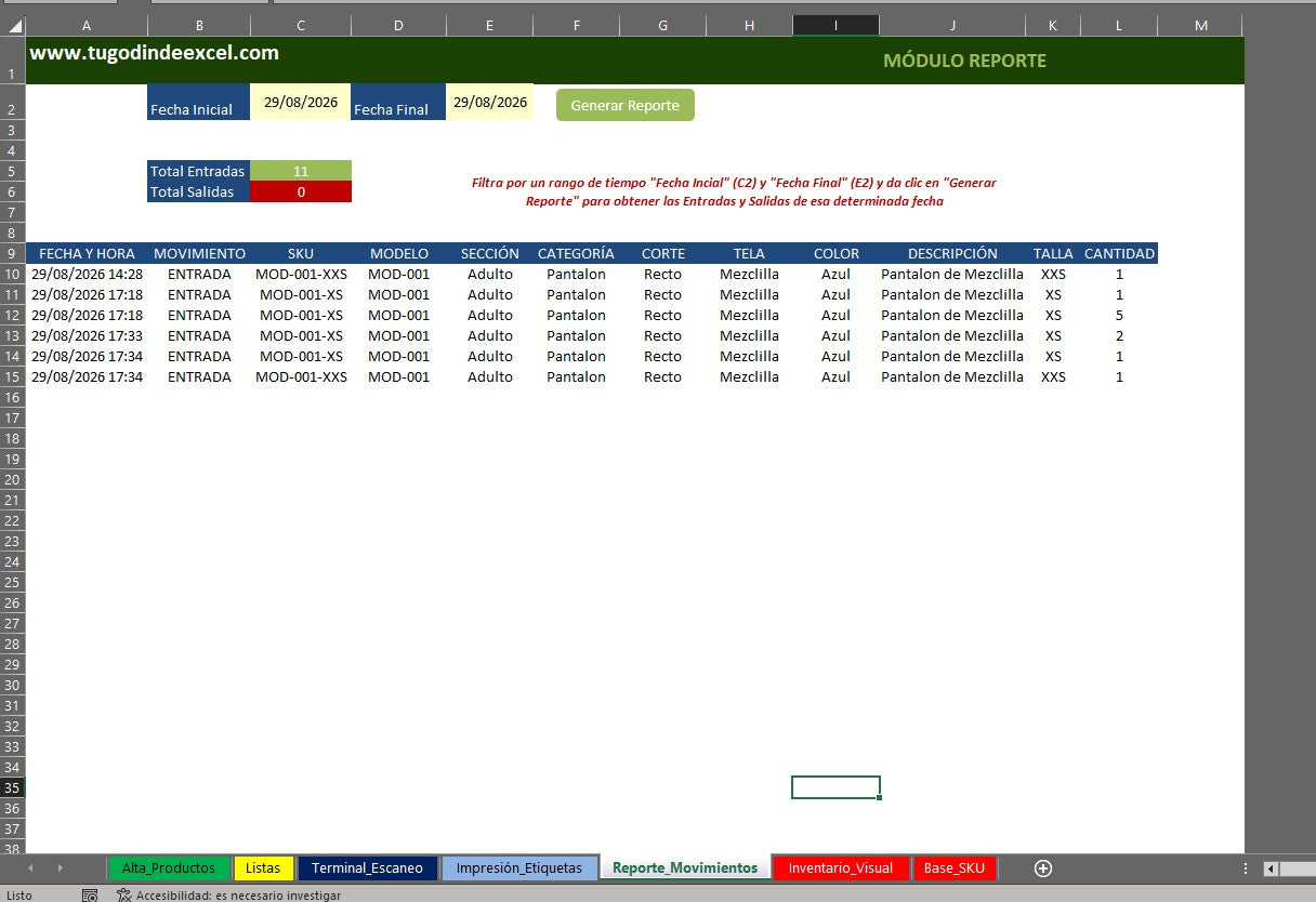 Control de Inventario Automatico con Código de Barras para Ropa o Prendas en Excel VBA