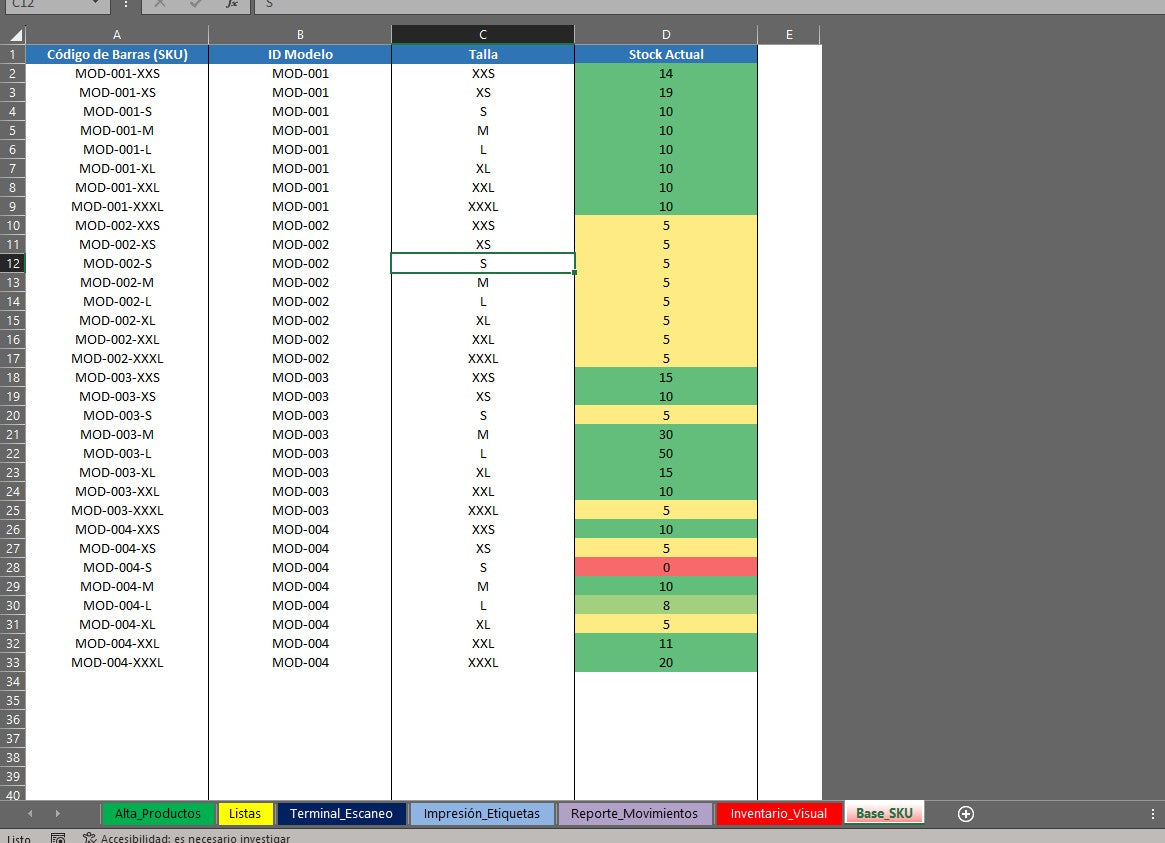 Control de Inventario Automatico con Código de Barras para Ropa o Prendas en Excel VBA
