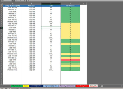 Control de Inventario Automatico con Código de Barras para Ropa o Prendas en Excel VBA