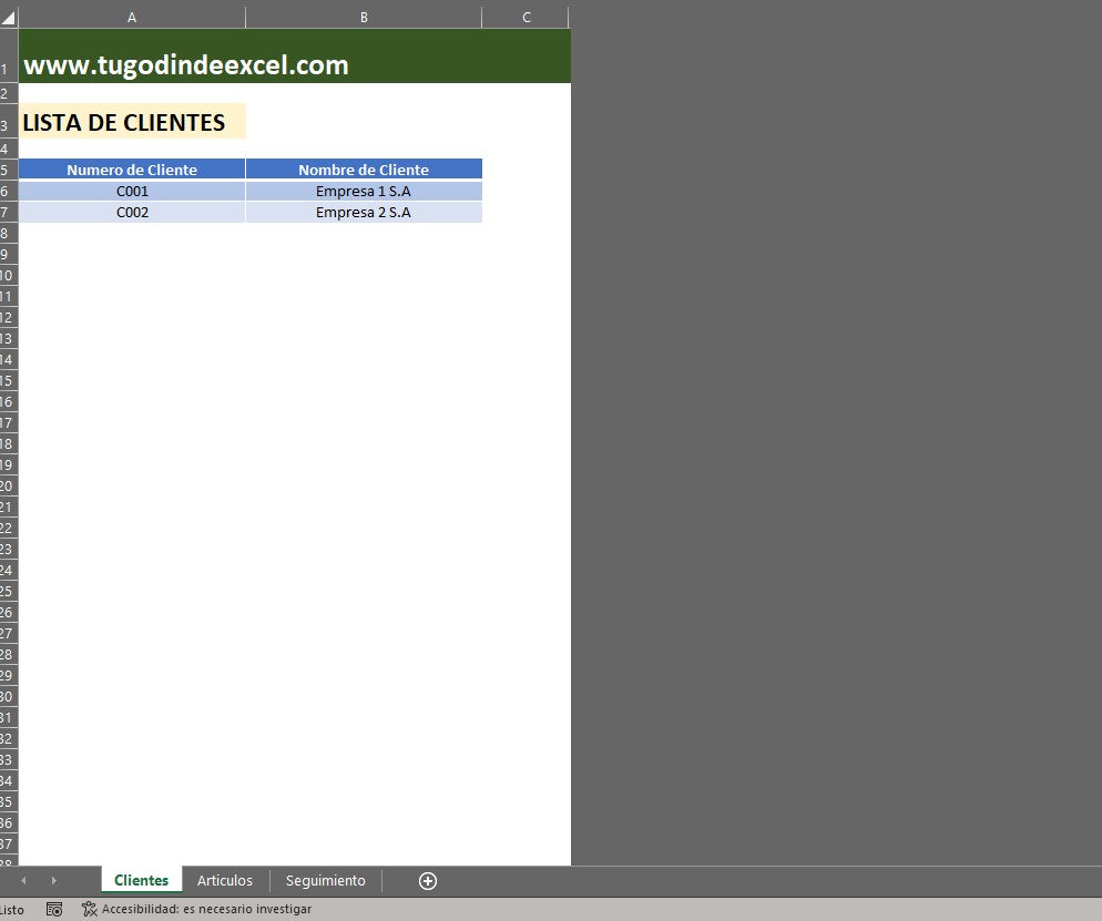 Formato Básico para Cuentas por Cobrar en Excel