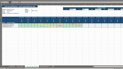 Formato Básico Plantilla Control de Asistencias en Excel con VBA