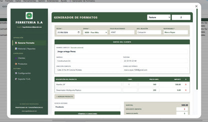 Generador de Multiples Documentos (Cotizacion, Recibo, Factura, Nota) 2027 en Google Sheets ¡Multiplataformas!
