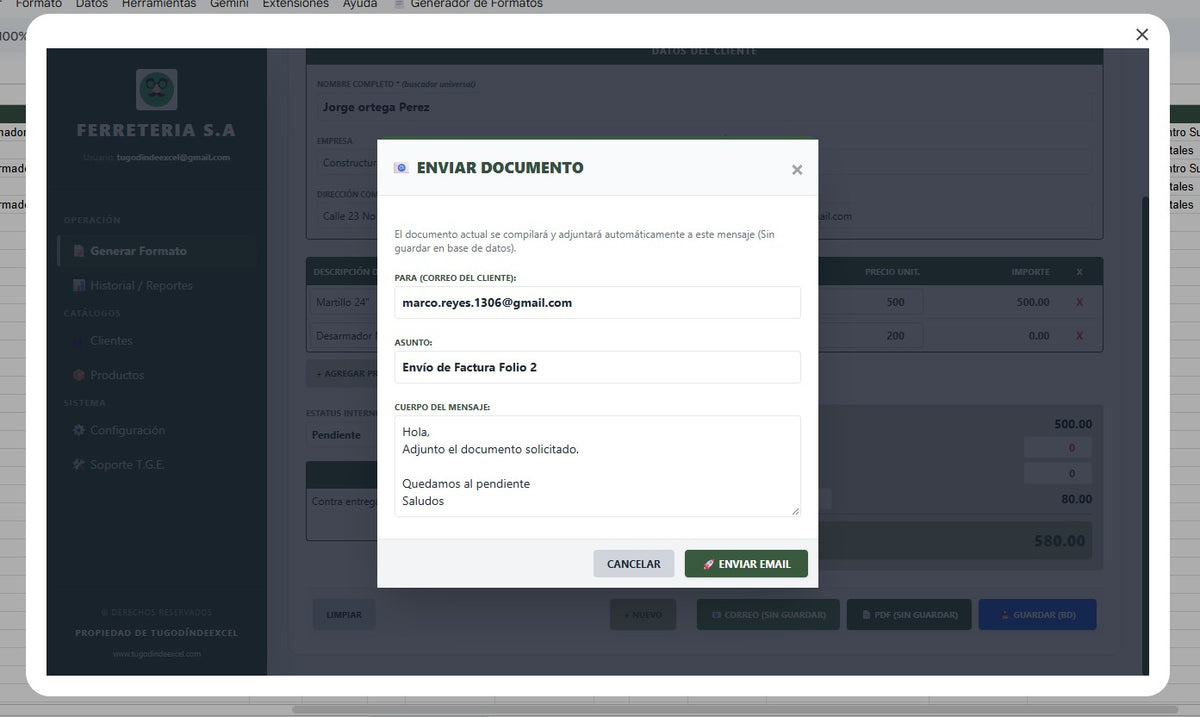 Generador de Multiples Documentos (Cotizacion, Recibo, Factura, Nota) 2027 en Google Sheets ¡Multiplataformas!