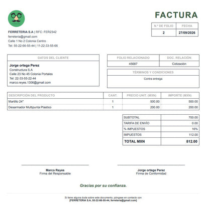 Generador de Multiples Documentos (Cotizacion, Recibo, Factura, Nota) 2027 en Google Sheets ¡Multiplataformas!