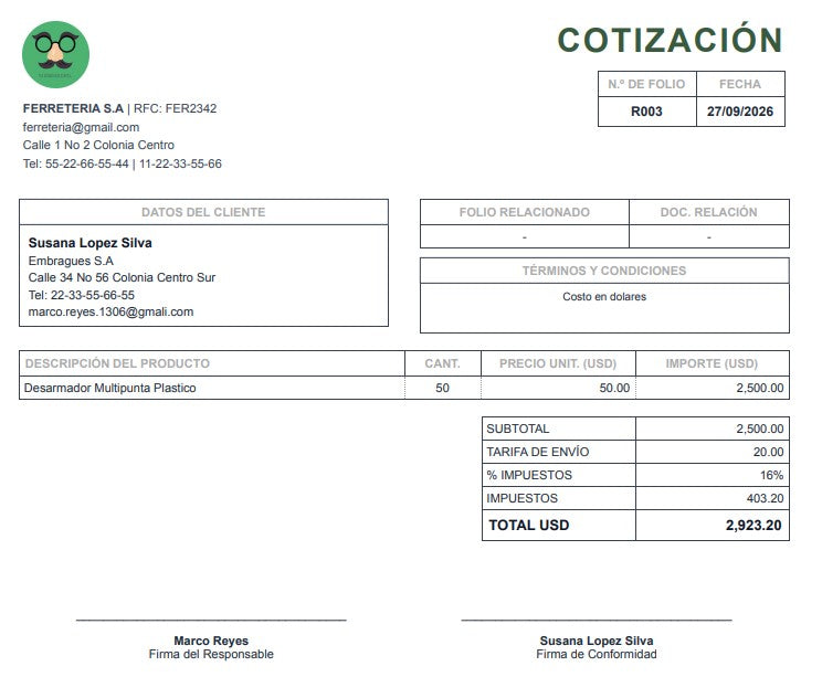Generador de Multiples Documentos (Cotizacion, Recibo, Factura, Nota) 2027 en Google Sheets ¡Multiplataformas!