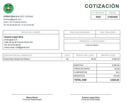 Generador de Multiples Documentos (Cotizacion, Recibo, Factura, Nota) 2027 en Google Sheets ¡Multiplataformas!