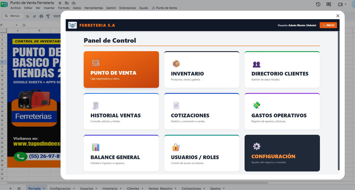 Punto de Venta Básico para Ferreterías o Refaccionarias en Google Sheets 2027 ¡Multiplataforma!