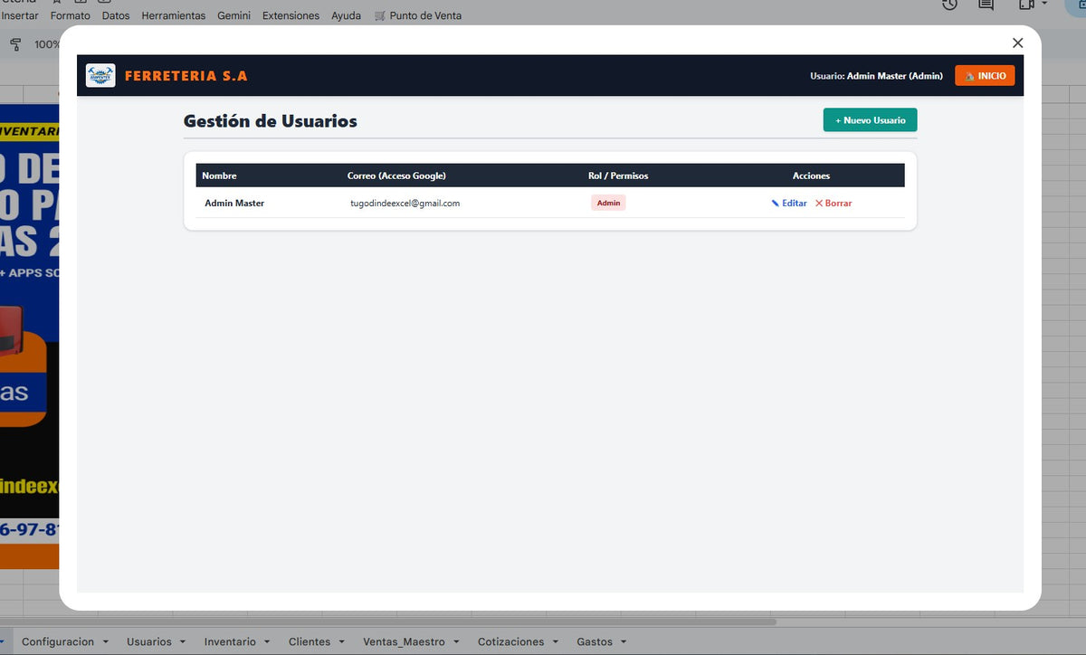 Punto de Venta Básico para Ferreterías o Refaccionarias en Google Sheets 2027 ¡Multiplataforma!