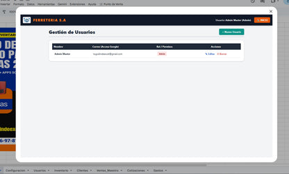 Punto de Venta Básico para Ferreterías o Refaccionarias en Google Sheets 2027 ¡Multiplataforma!