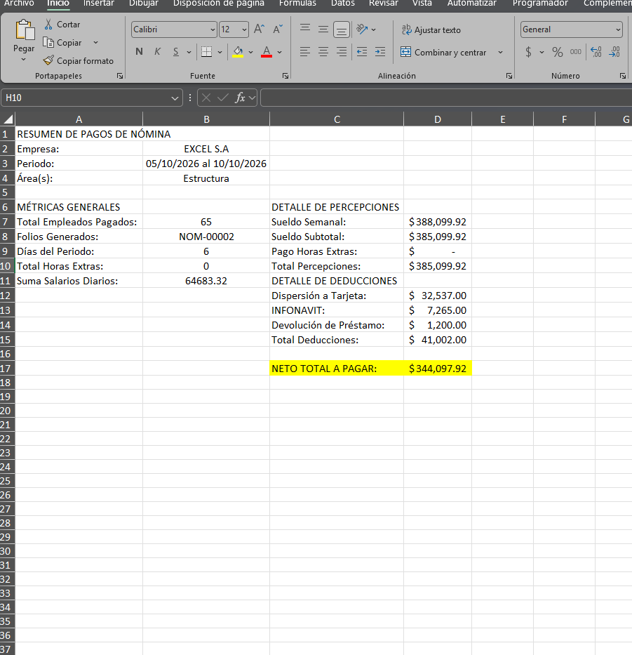 SERVICIO DE TRANSFORMACIÓN DE PLANTILLA DE NÓMINA EN APLICATIVO WEB EN GOOGLE SHEETS (Leer descripción)
