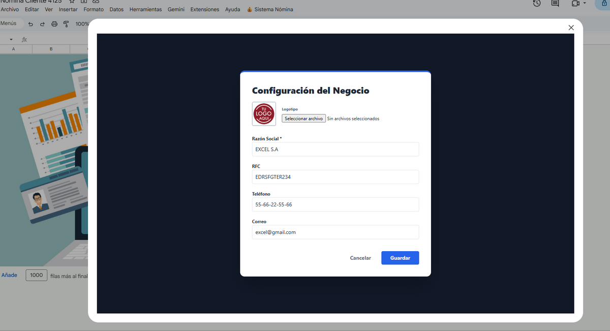 SERVICIO DE TRANSFORMACIÓN DE PLANTILLA DE NÓMINA EN APLICATIVO WEB EN GOOGLE SHEETS (Leer descripción)