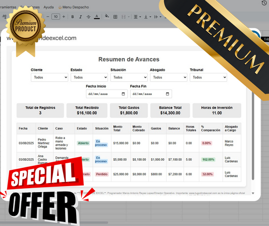 Sistema para Gestión de Despacho de Abogados 2025 en Google Sheets Multiusuarios