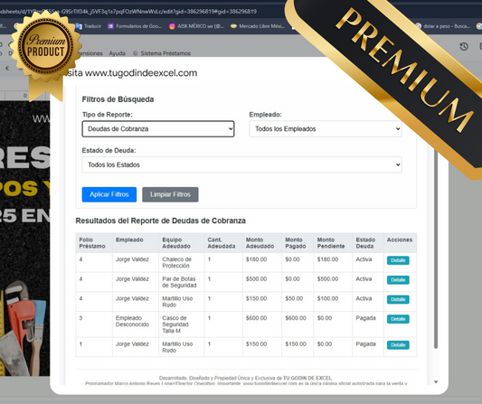 Préstamo de Equipo y Herramienta 2025 Pro en Google Sheets (Multiusuarios)
