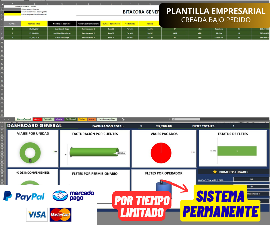 Plantilla para Control y Seguimiento de Fletes en Excel 2023