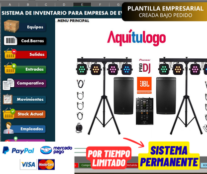 Sistema para Inventario de Empresa de Eventos en Excel