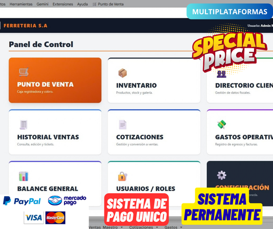 Punto de Venta para Ferreterías o Refaccionarias en Google Sheets 2027 ¡Multiplataforma!