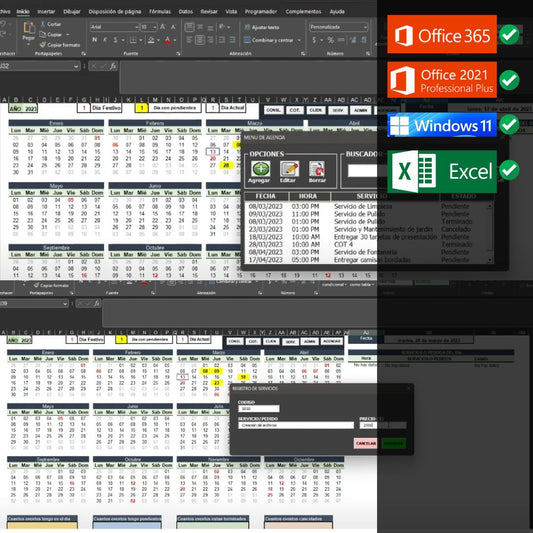 Registro de Servicios en Calendario en Excel