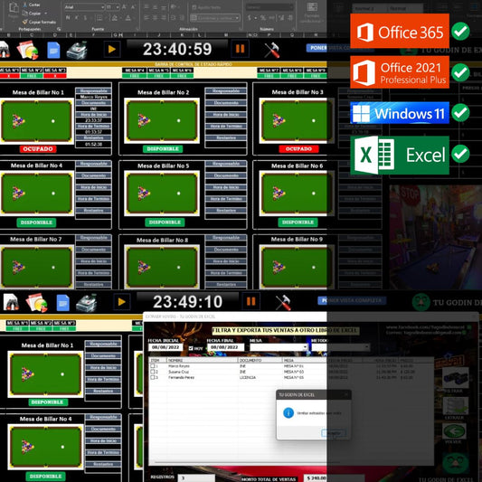 Sistema para Rentas de Mesas de Billar en Excel