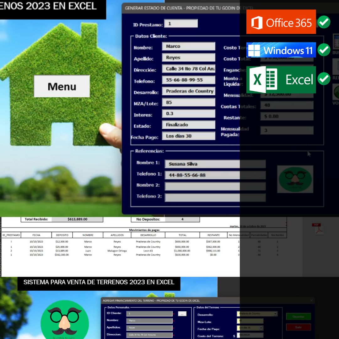 Sistema para Venta de Terrenos en Excel 2023